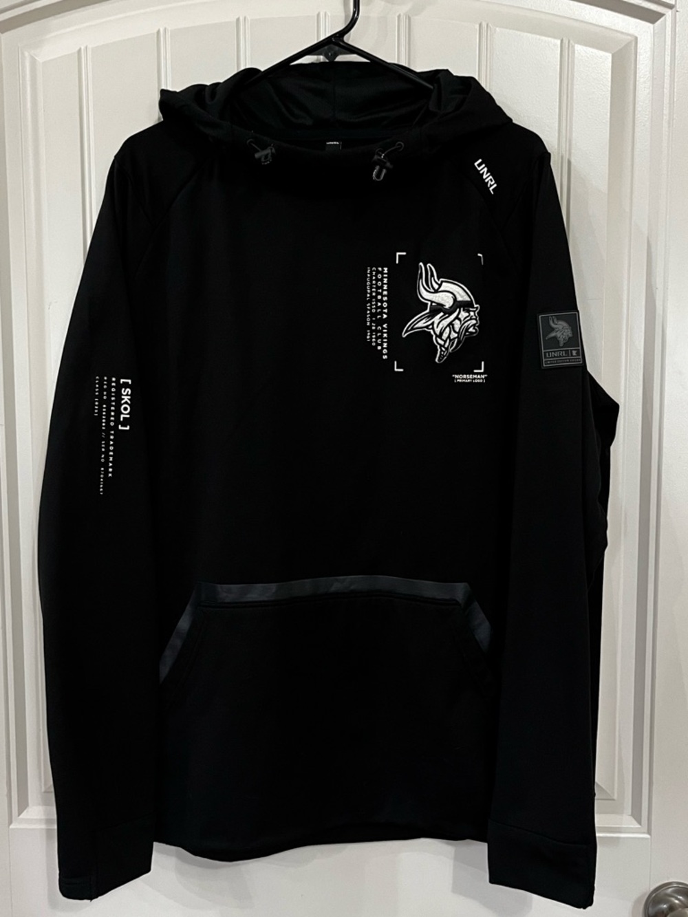 UNRL Men’s Black Pullover Hoodie with Viking Graphic